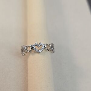 Elegant Gold Filled Silver Heart Ring Sz 7